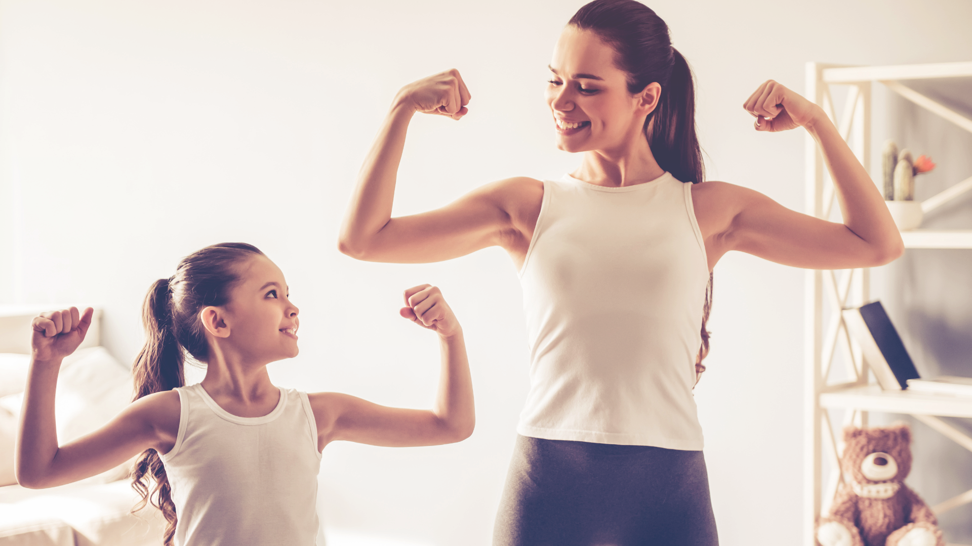 daughter mimicking mother showing her to be a strong leader