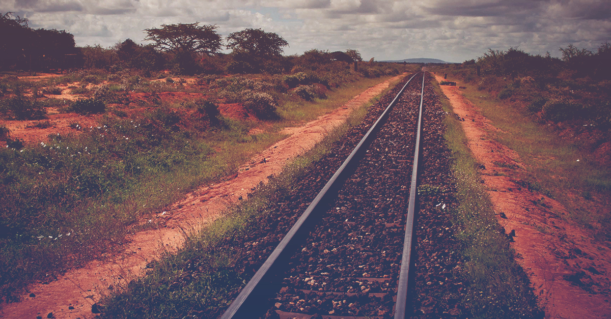 railroad tracks in the desert